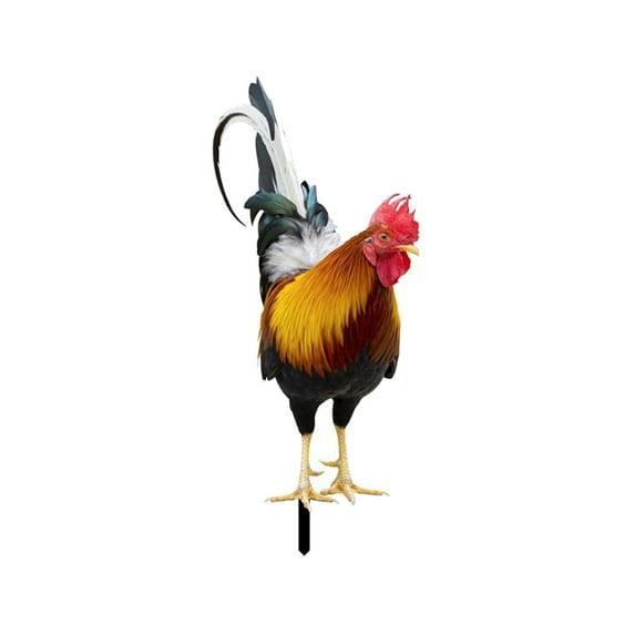 Acrylic Rooster Garden Stake - Realistic 2D Chicken Yard Art Decor for Backyard Patio, Farmhouse Animal Silhouette Sculpture