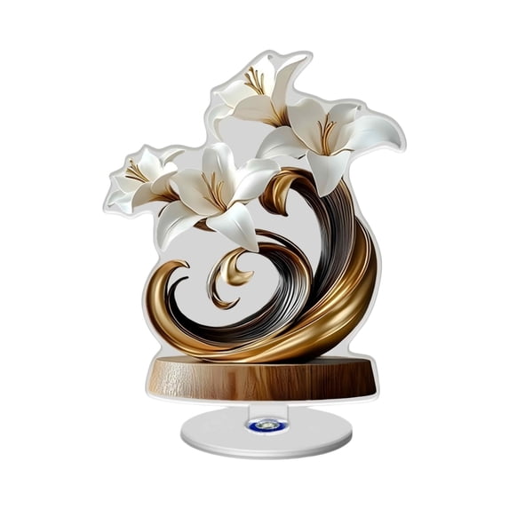 Acrylic Rotary Decorative Ornament with Flower Art