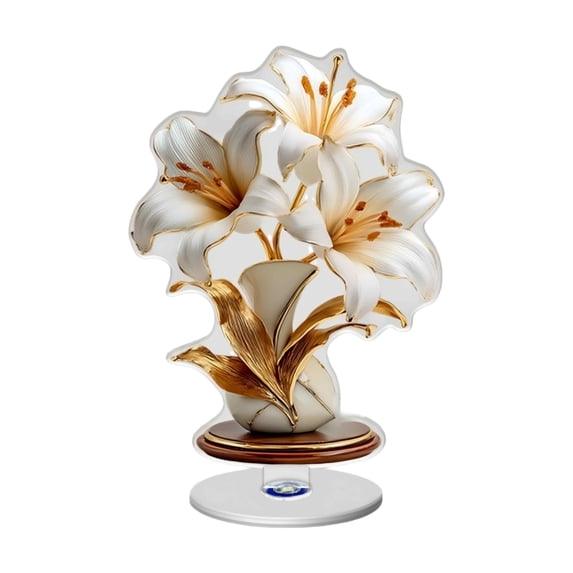Acrylic Rotary Decorative Ornament with Flower Art