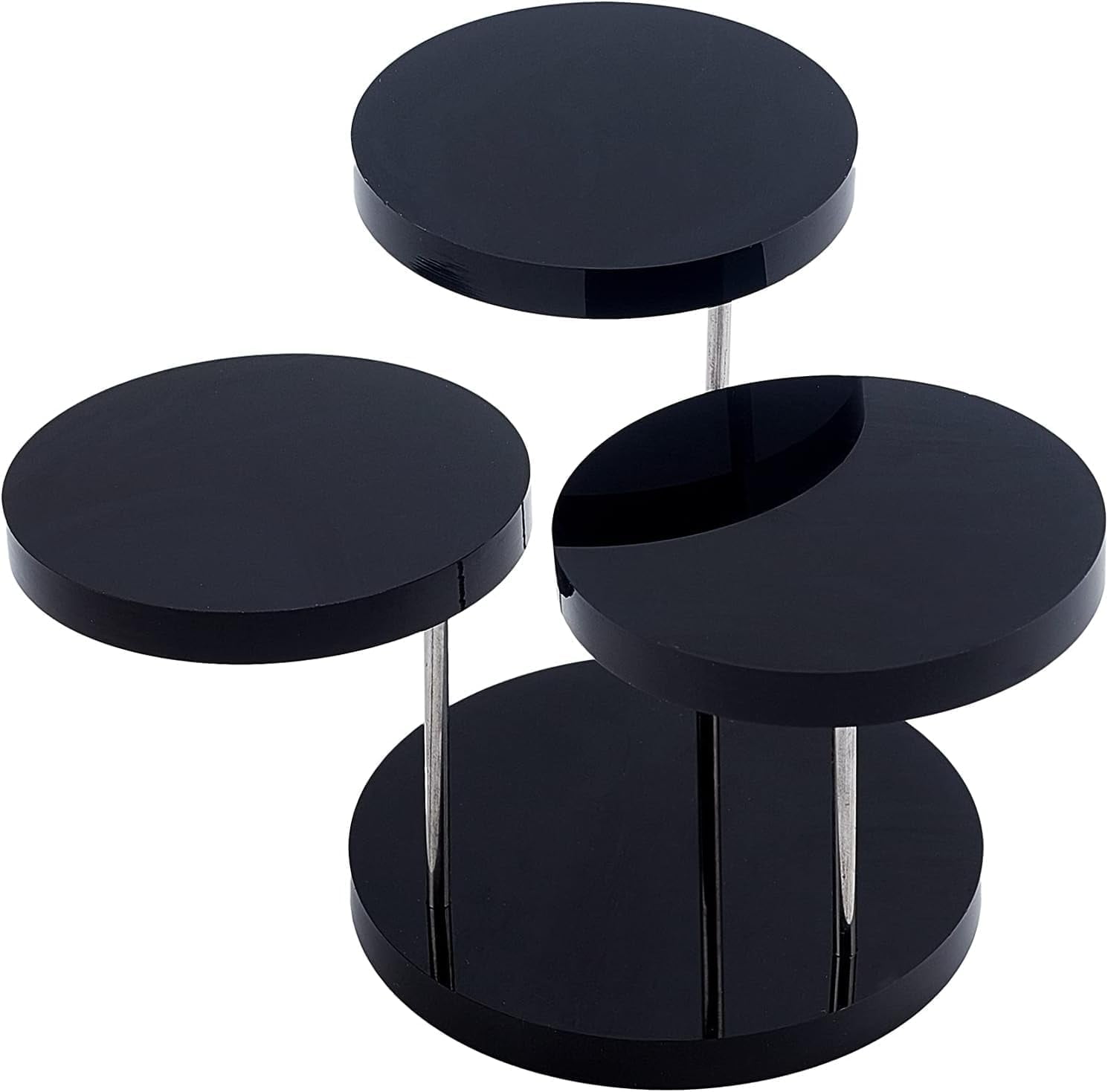 Acrylic Round Barbell Pedestal Display 3 Tier Black Acrylic Rotatable ...