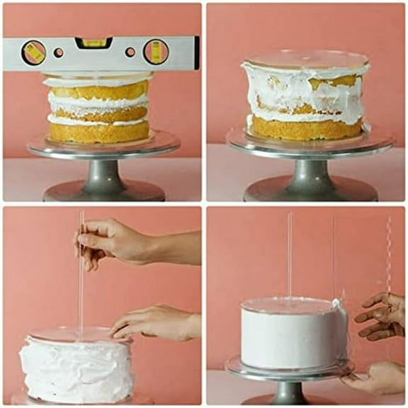 Acrylic Round Cake Disk Set,Cake Discs Set,Comb Scrapers,Dowel Rods,Icing , Smoother for 3 Tier Cakes