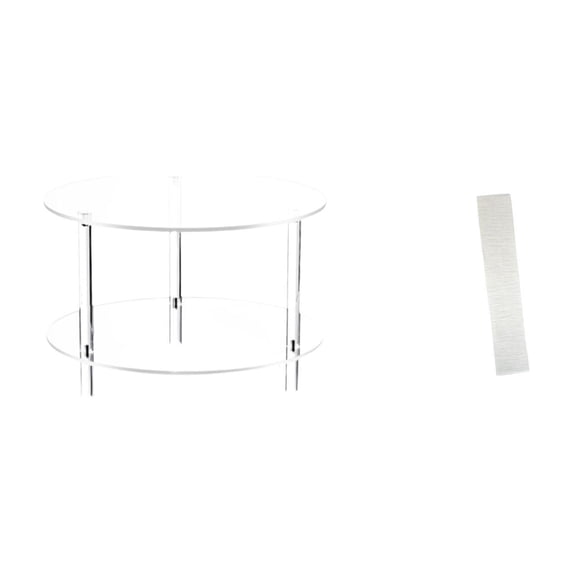 Acrylic Round Side Table End Table Nightstand Paper Lampshade Compact Size for Modern Bedroom Living Room Study Room