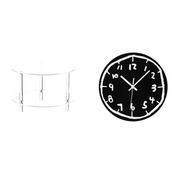 Acrylic Round Side Table End Table Wall Clock Modern Minimalist Acrylic Material for Living Room Bedroom Kitchen Office