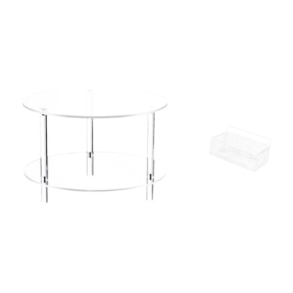 Acrylic Round Side Table Nightstand End Table Durable Metal Wire Compact Design for Living Room Bedroom Bathroom
