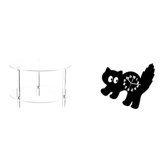 Acrylic Round Side Table Wall Clock Nightstand Modern Minimalist Design for Living Room Bedroom Kitchen