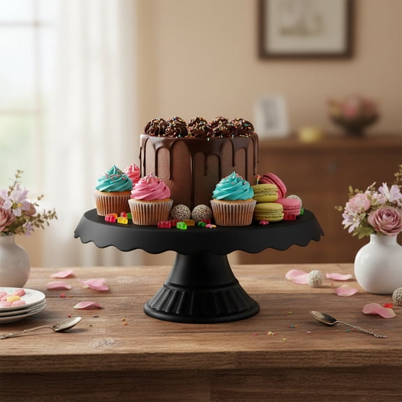 Grupo Mirandinha Plastic 8.86" x 8.86" Black Cupcake Stand for Parties, Weddings, Birthdays