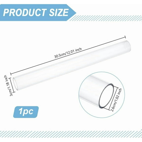 Acrylic Round Tube 12 inch Long Clear Rigid Acrylic Pipe 1 inch ID 1.2 inch OD Clear Round Tube Hollow Round Bar Rod for DIY Crafts Lamps Aquarium Fish Tank Architectural Model Making