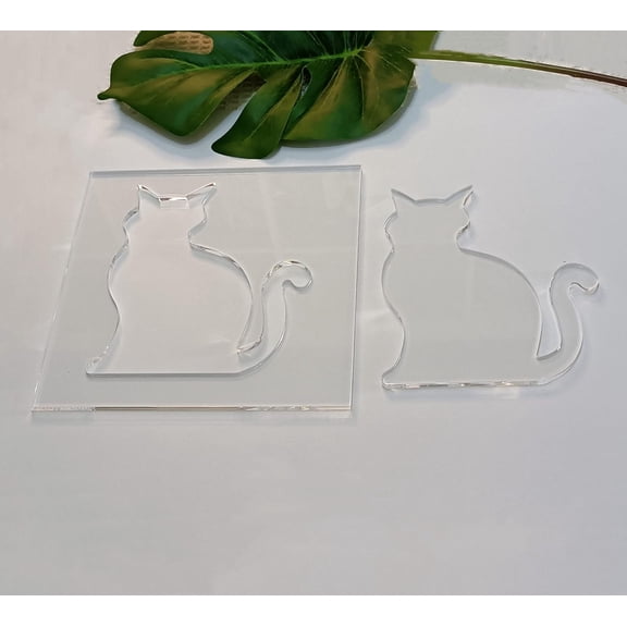 Acrylic Router Templates,Cat Router Inlay Template,Clear Kitty Acrylic Router Jig for Woodworking,Craft Template (7.5''X7.5'')