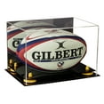 thumbnail image 1 of Acrylic Rugby Ball Display Case with Mirror and Yellow Risers (A004-YR), 1 of 2
