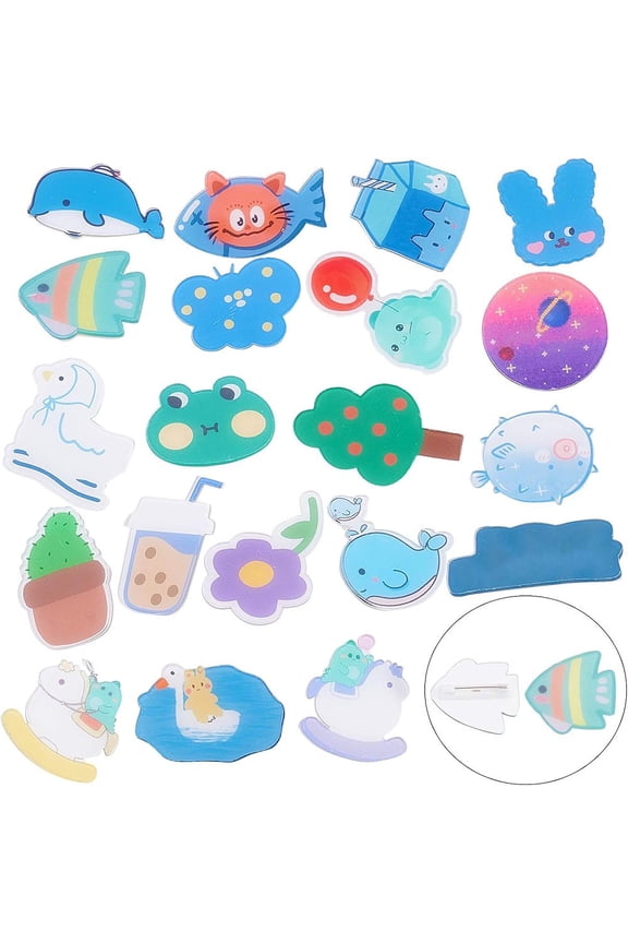 Acrylic Safety Brooches with Iron Pin Mixed Shapes Mixed Color 20pcs/box