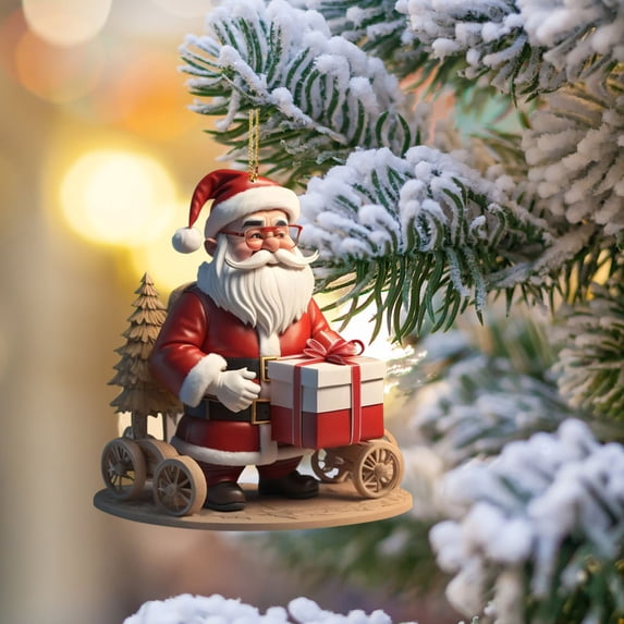 Acrylic Santa Claus Ornament Style B - Festive Hanging Decor, Perfect for Christmas Trees & Gift Wrapping