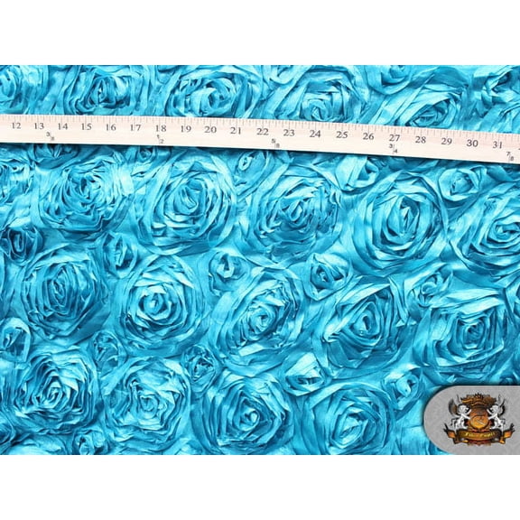 Acrylic Satin AQUA Rosette Fabric / 58" Wide / Sold by the yard