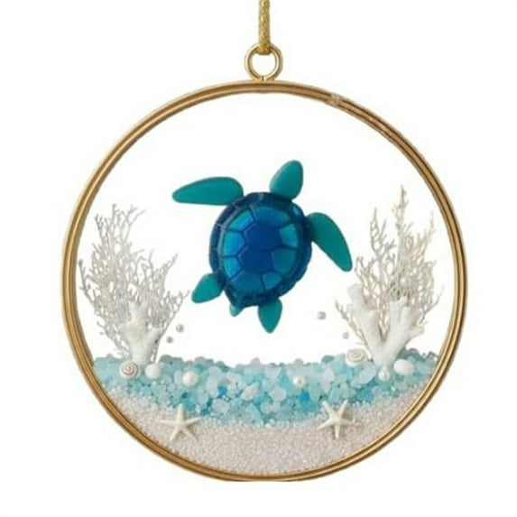 Acrylic Sea Themed Christmas Ornaments with Golden Hoops Turtle Heart Sea Glass Designs for Xmas Tree Home Decor Holiday Beach Party nautical Decorations