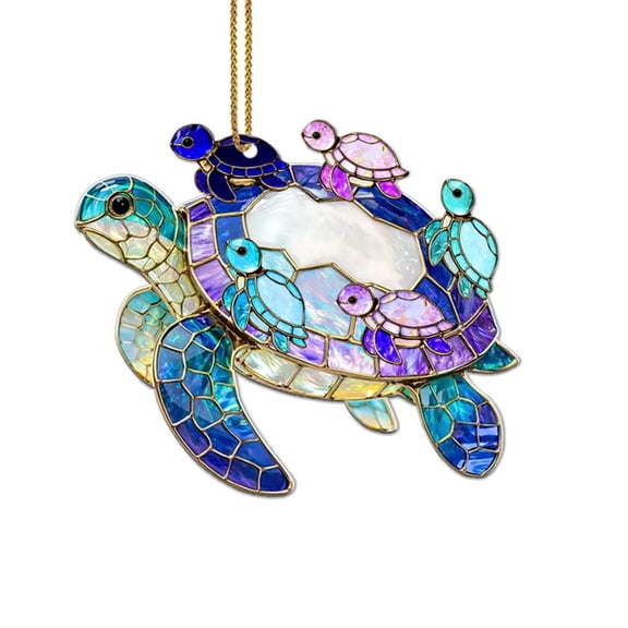 Acrylic Sea Turtle Car Hanger, Unique Rearview Mirror Ornament, Vibrant Ocean Color Gift for Auto Interior
