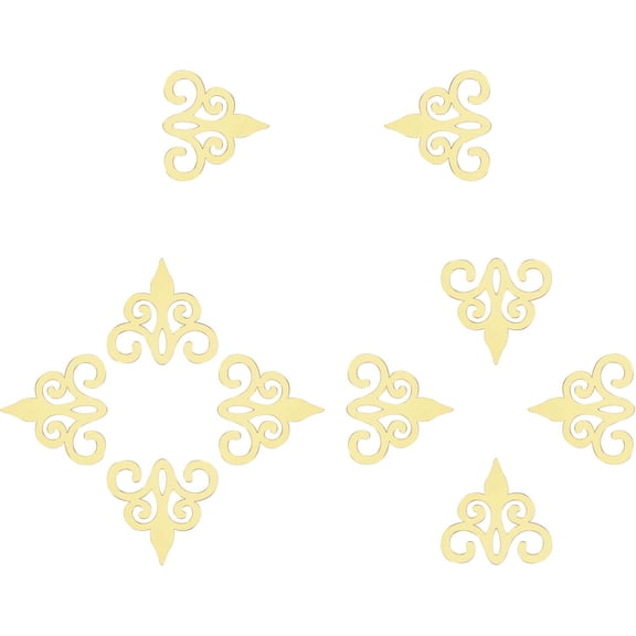 Acrylic Self Adhesive Furniture Films For Mirror Wall Stickers Decorative Flower golden 69x69x0.8mm 10pcs/set