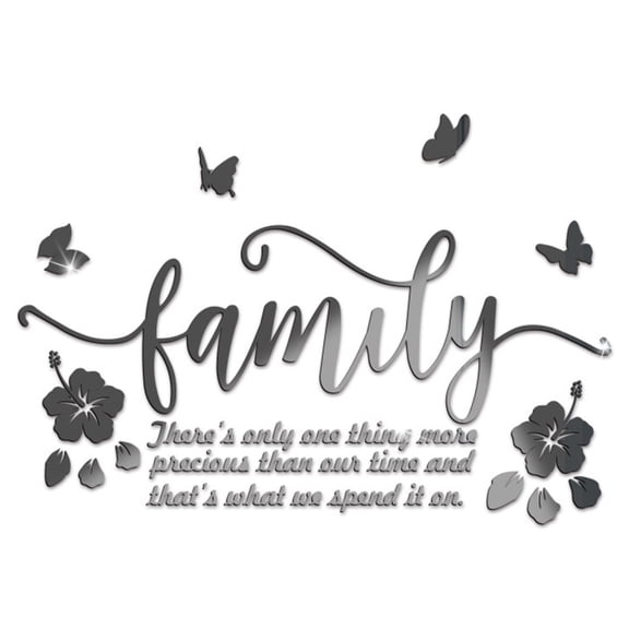 Acrylic Self Adhesive Furniture Films For Mirror Wall Stickers Decorative Word Family Black 42x60cm