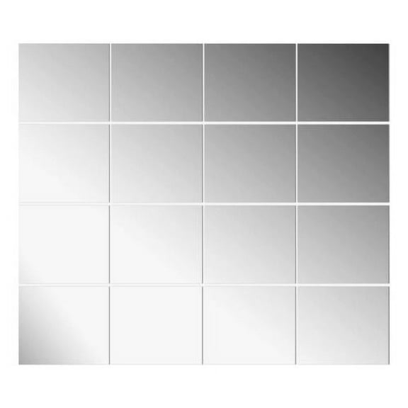 Acrylic Self-adhesive Frameless Wall Mirror Tiles Decor 14'' x 12'' 16PCS Mirror