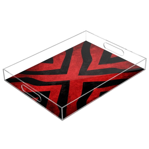 Acrylic Serving Tray 15.7x11.8 Inch Crimson Cross Of The Wild Anti-Spill Decorative Tray with Handles, Countertop Storage Organizer for Kitchen Dining Restaurant Bathroom