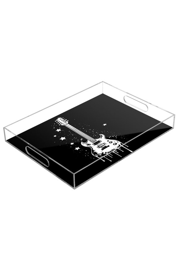 Acrylic Serving Tray 15.7x11.8 Inch T-shirt Design Anti-Spill Decorative Tray with Handles, Countertop Storage Organizer for Kitchen Dining Restaurant Bathroom