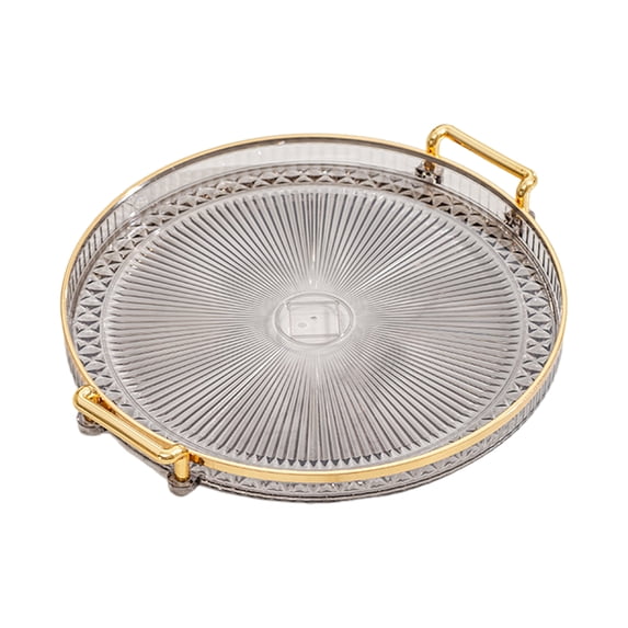 Acrylic Serving Tray Round Serving Platter with Handles Coffee Table Decor Dish Dessert Tray for Cutlery Kitchen Countertop