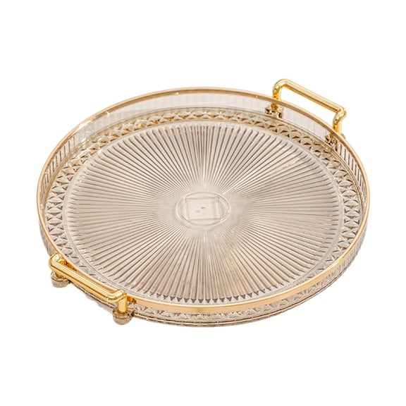 Acrylic Serving Tray Round Serving Platter with Handles Coffee Table Decor Dish Dessert Tray for Cutlery Kitchen Countertop