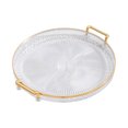 thumbnail image 1 of Acrylic Serving Tray Round Serving Platter with Handles Coffee Table Decor Dish Dessert Tray for Cutlery Kitchen Countertop, 1 of 8