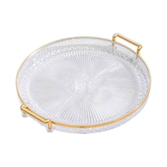 Acrylic Serving Tray Round Serving Platter with Handles Coffee Table Decor Dish Dessert Tray for Cutlery Kitchen Countertop