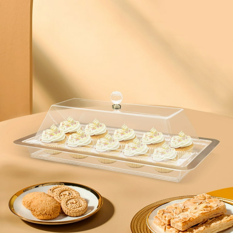 Rectangular Cake Lucite Cake Tray With Cover Acrylic Serving Tray