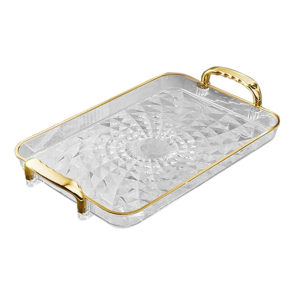 Acrylic Serving Tray with Handles Ottoman Countertop Decorative Tray Serving Tray Spill-Proof Tray for Coffee Table Living Room Bedroom