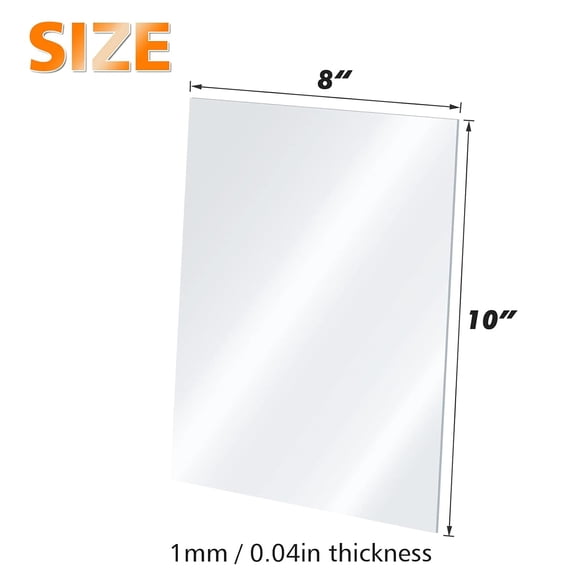 Acrylic Sheets 12 Pack 8x10 Inches 0.04 Thick Clear Plastic Cast Transparent Plexiglass for Craft Projects, Replacement Picture Frame Glass, DIY Display, Easy to Cut