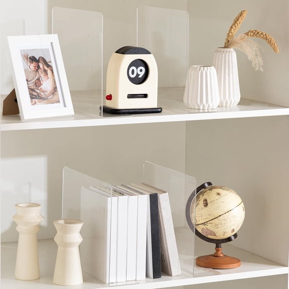 Acrylic Shelf Dividers for Closet Organization, 8 Pack Clear L-Shaped Closet Dividers for Shelves, Adjustable Purse Organizer for Sweater, Shirts, Handbags in Bedroom, Kitchen and Bookshelf