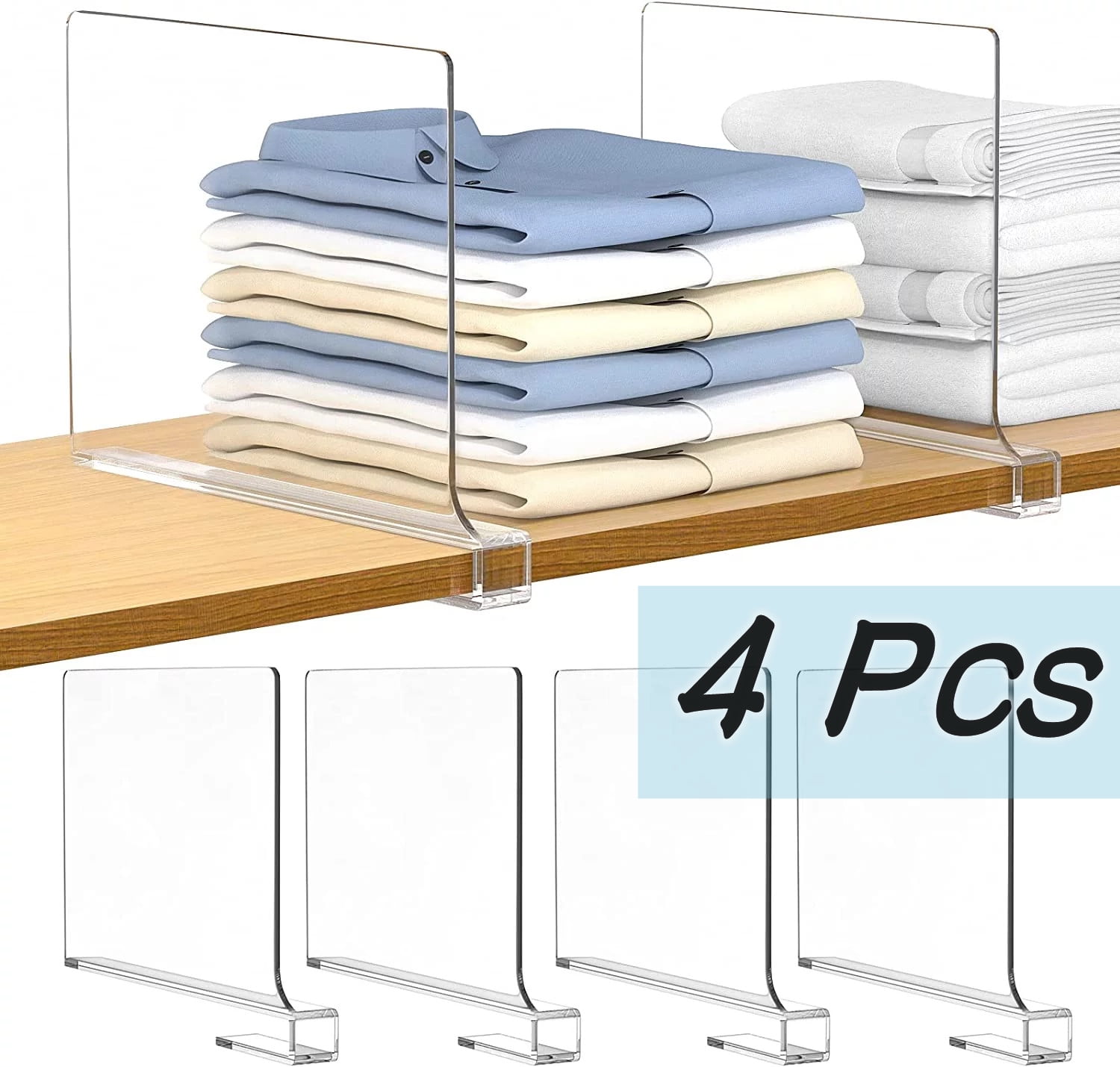 Acrylic Shelf Dividers for Closet Organization 4 Pack Closet Systems