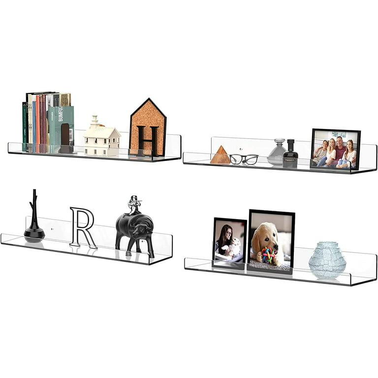 Azar Displays Acrylic Shelves For PegboardsSlatwalls 20 x 6 Clear Pack Of 4  Shelves - Office Depot