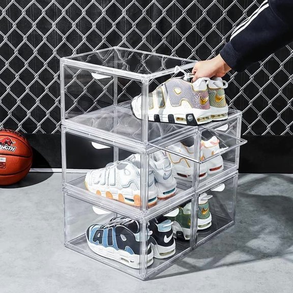 Stackable Shoe Storage Boxe Sneakers Trainers Multi use Display Acrylic Shoe Box