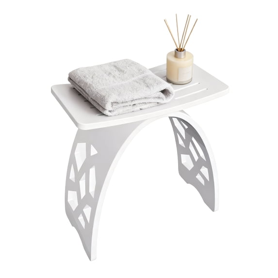 Acrylic Shower Chair Modern Waterproof Non-Slip Bathroom Bench Stool with Water Leaking Channel and Wash Hole for Women