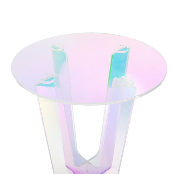 Acrylic Side Table 17.7" Dia x 20.3" H Iridescent Coffee Table Rainbow End Table Easy to Assemble Transparent Desk