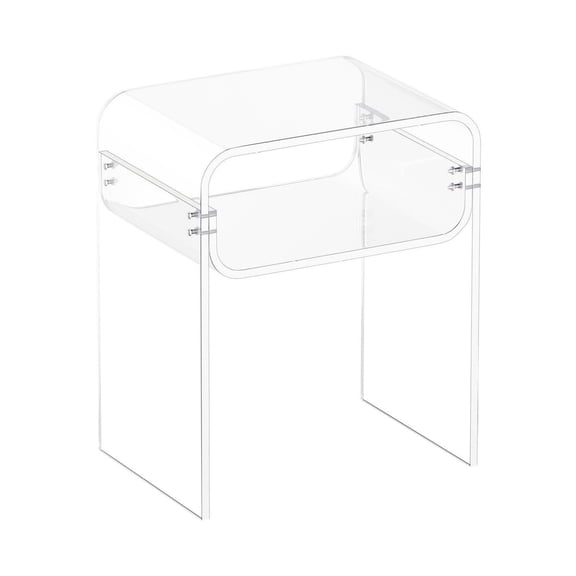 Acrylic Side Table, 2 Tier Clear Nightstand, Modern End Table with Storage, Transparent Acrylic Bedside Desk for Living Room Bedroom, 11.8 x 15.7 x 19.7 Inch
