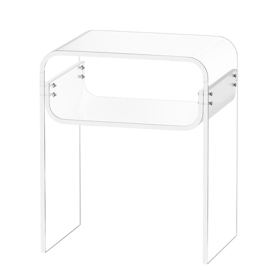 Acrylic Side Table, 2 Tier Clear Nightstand, Modern End Table with Storage, Transparent Acrylic Desk for Bedroom, Living Room, 11.8x15.7x19.7 Inch