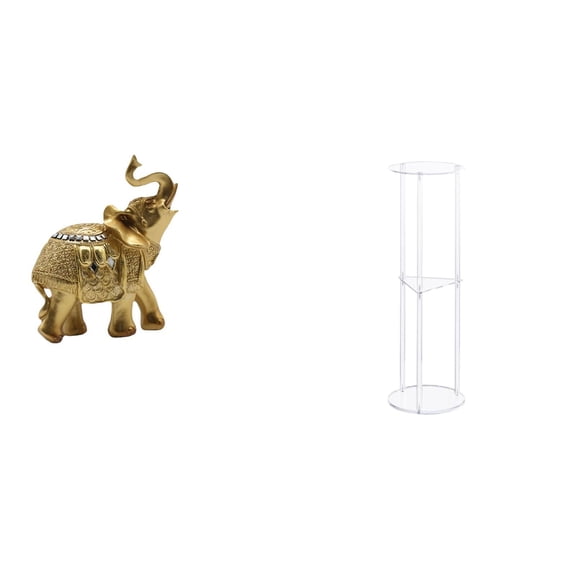 Acrylic Side Table Elephant Figurine Resin Sculpture Three Tier Function Ideal for Modern Living Room Office Home