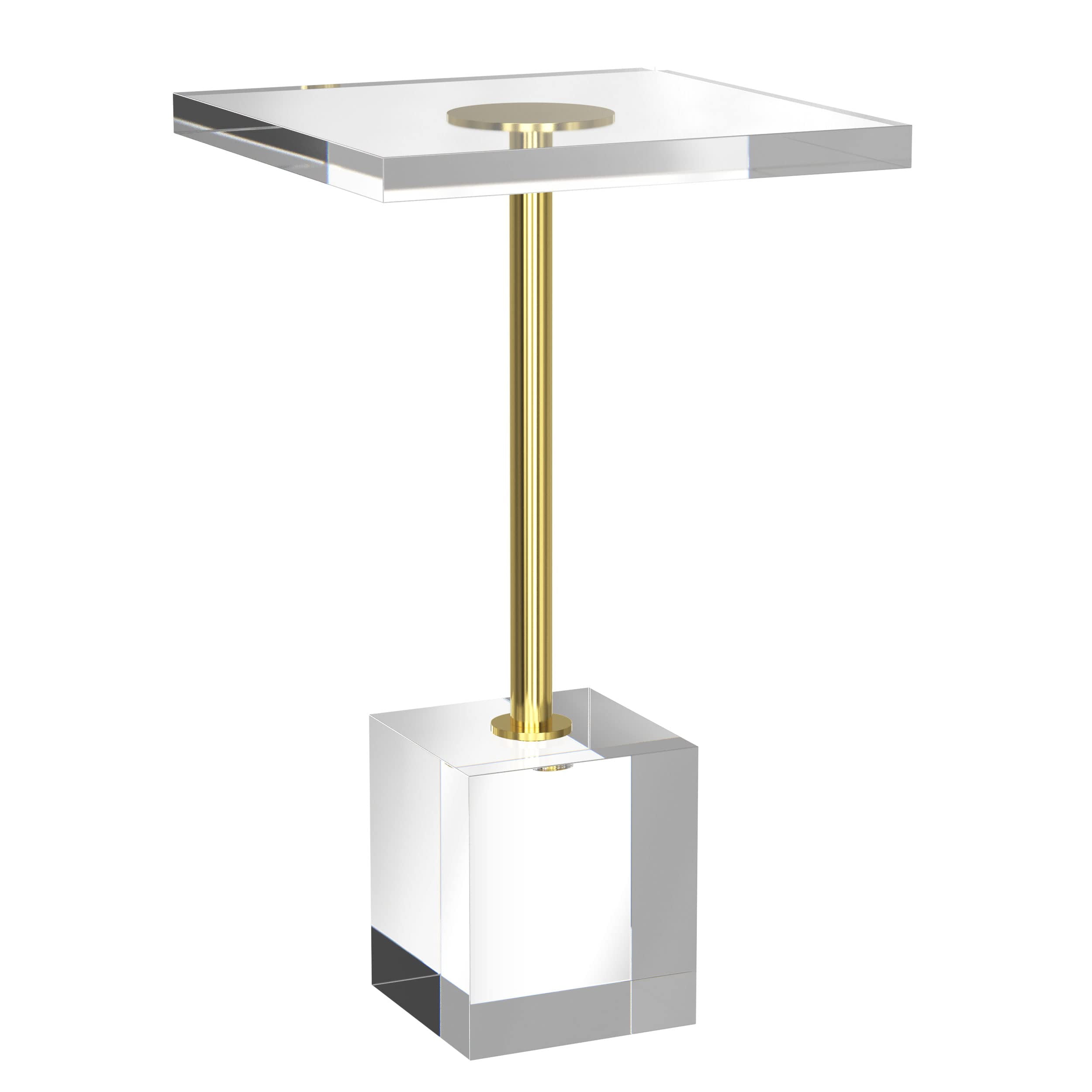 Clear Acrylic Side Table with Polished Nickel Pole