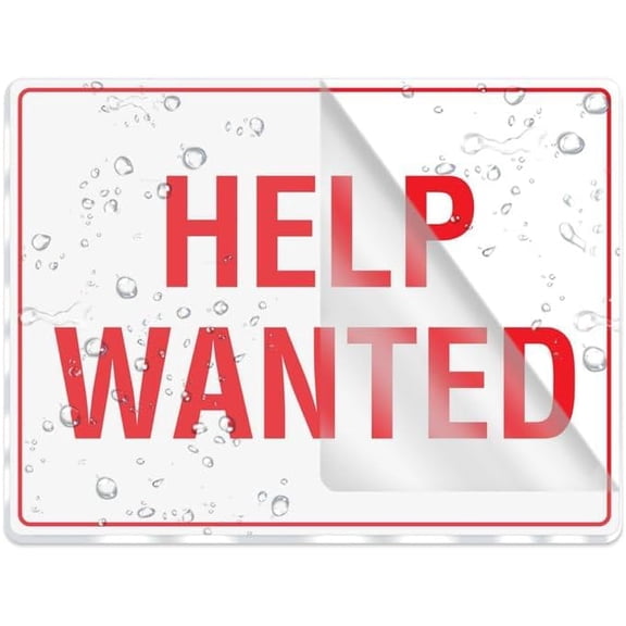 Acrylic Sign For Wall Help Wanted Door Sign - Highly Visible Plastic Placard Adhesive Back - Great Use For Restaurants, Hotels & Offices