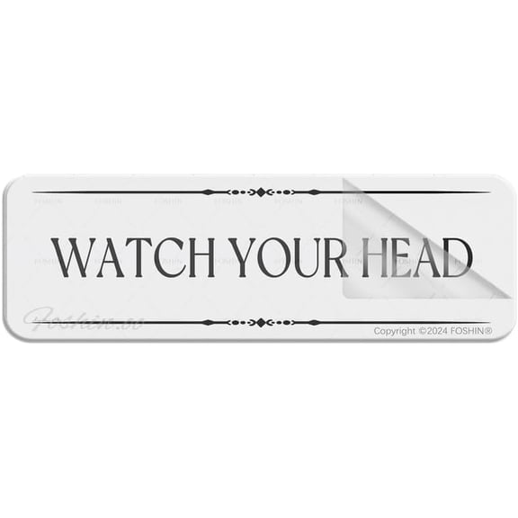 Acrylic Sign For Wall Watch Your Head Sign 10"X3" Thick Acrylic Self-Adhesive Modern DeSign Easy To Install