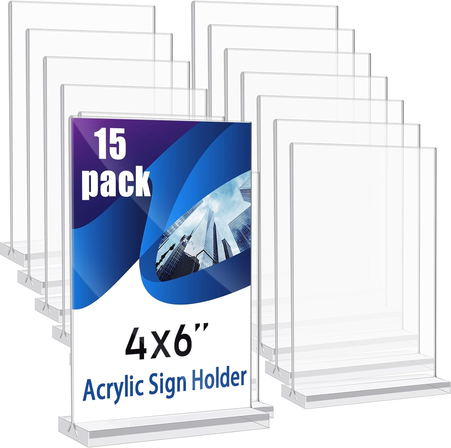 Acrylic Sign Holder 4 x 6 Inch,15 Pack Clear Plastic Sign Holders,T — free download