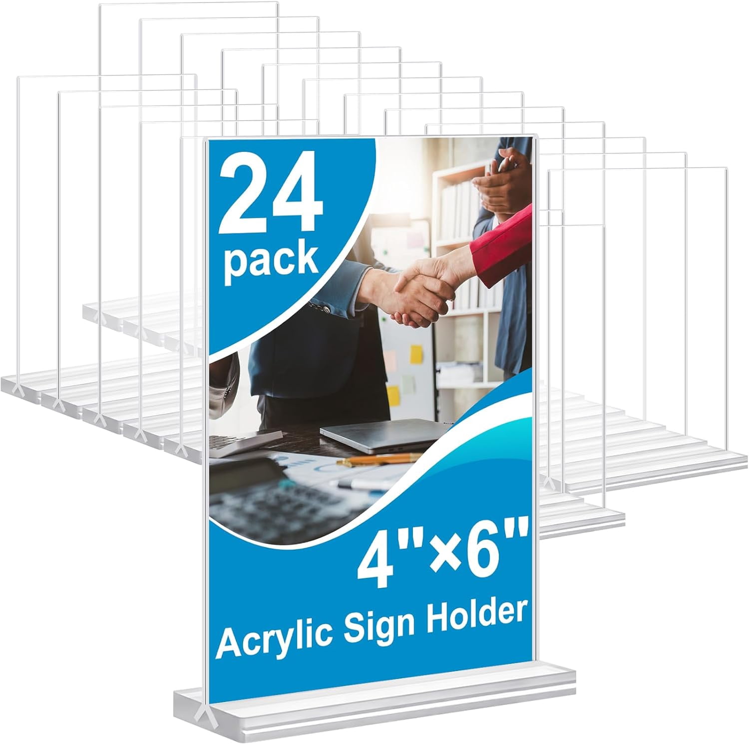 Acrylic Sign Holder 4x6 Inches 24 Pack, Double Sided Clear Display ...