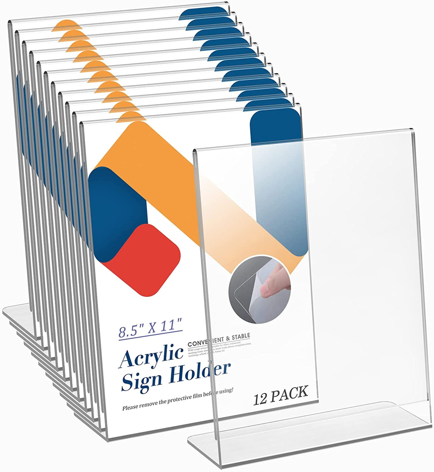 Acrylic Sign Holder 8.5 x 11, Slant Back Acrylic Display Stand, Clear ...