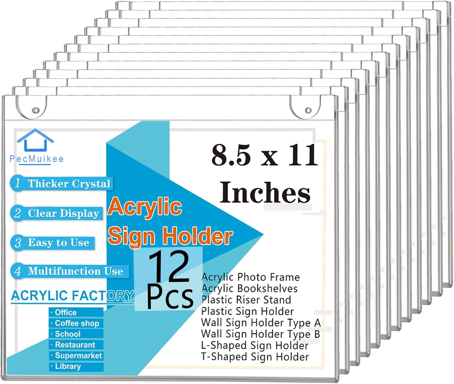 The Frame Tv 6-Pack Clear Acrylic Wall Sign Holders 11x17 Inch - Menu & Document Frames With Mounting Hardware Wall Mount Sign Holder - View #9