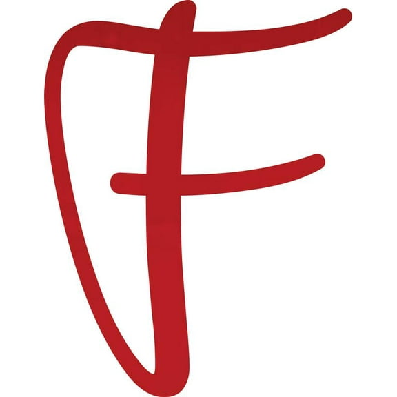 Acrylic Sign Letter, Plastic Blank F Script, 6'' Tall Transparent Red Alphabet