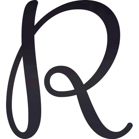 Acrylic Sign Letters,Wedding R Script, 2'' Tall Transparent Black Alphabet