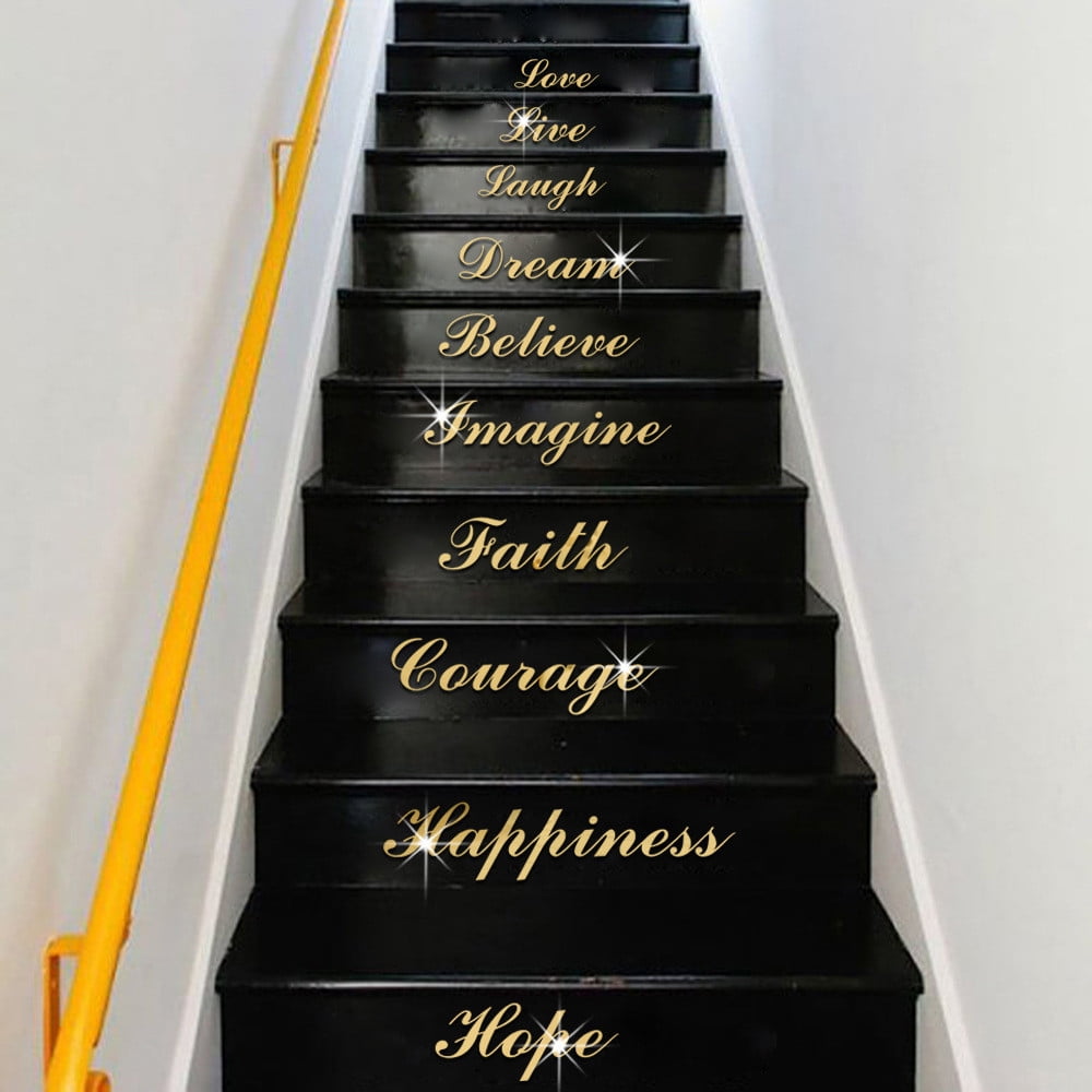 Acrylic Silver Mirror Effect Quote Word Art Stair Decals Wall Sticker