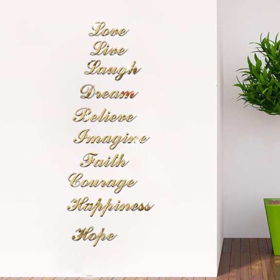 Acrylic Silver Mirror Effect Quote Word Art Stair Decals Wall Sticker Home Decor Wall stickers